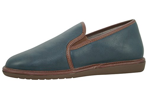 Nordikas - Zapatillas de estar por casa de cuero para hombre, color azul, talla 42