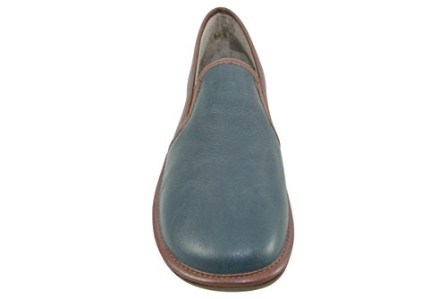 Nordikas - Zapatillas de estar por casa de cuero para hombre, color azul, talla 42