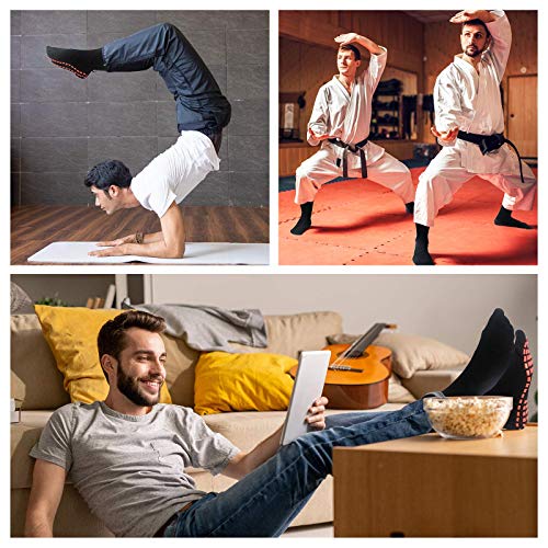NOVAYARD 5 pares de calcetines antideslizantes antideslizantes antideslizantes de agarre pegajoso calcetines de yoga pilates Hospital calcetines hombres mujeres, azul marino, S