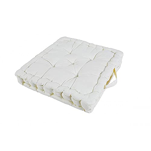 Novohogar Cojín Liso para Silla Tanto Exterior como Interior. Cintas de sujeción. Medidas: 40x40cm (Blanco)