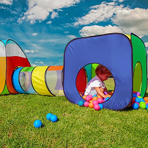 NUBUNI 3 en 1 Tienda Campaña Infantil : 2 Casitas Tela + 1 Tunel de Juego para niños : Plegable Parque Bebe Bolas Infantil Jardín Exterior Interior Juguetes Niño Niñas Bebes Casitas Tela Tipi