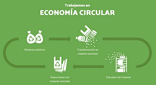 Oceano Bolsas de Plástico Tipo Camiseta Resistentes, Reutilizables BOLSA DE ASA 50 µm + 70% RECICLADO 1KG(42X53, Verde)