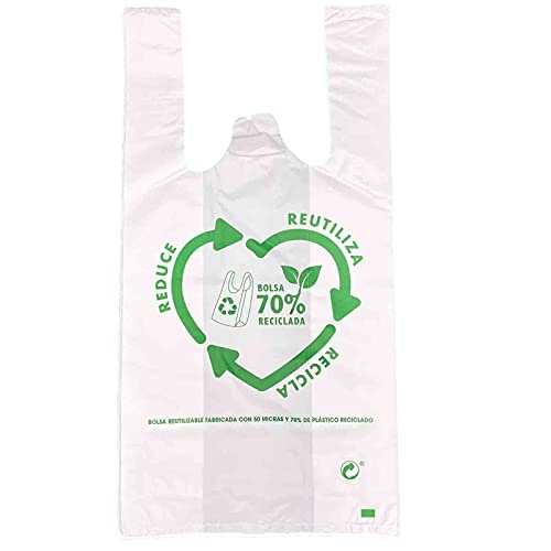 Oceano Bolsas de Plástico Tipo Camiseta Resistentes, Reutilizables y Recicladas (30x40) 120unidades