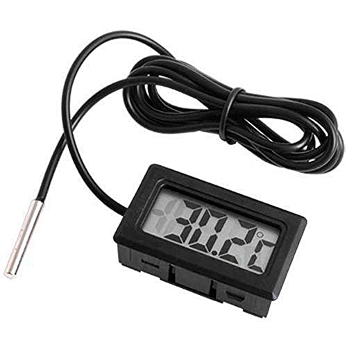 OcioDual Termometro Digital con Sonda Externa De Temperatura LCD para Acuario Congelador Negro