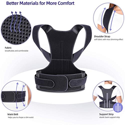 Ohuhu Corrector de Espalda, Corrector de Postura para Hombre y Mujer, Corrector Postura Espalda Ajustable y Transpirable, Espalda Recta para Aliviar el Dolor en Cuello, Hombros, Clavícula (L)