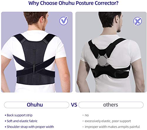 Ohuhu Corrector de Espalda, Corrector de Postura para Hombre y Mujer, Corrector Postura Espalda Ajustable y Transpirable, Espalda Recta para Aliviar el Dolor en Cuello, Hombros, Clavícula (L)