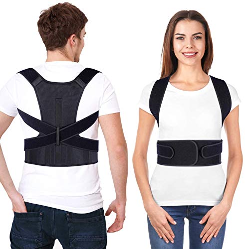 Ohuhu Corrector de Espalda, Corrector de Postura para Hombre y Mujer, Corrector Postura Espalda Ajustable y Transpirable, Espalda Recta para Aliviar el Dolor en Cuello, Hombros, Clavícula (L)