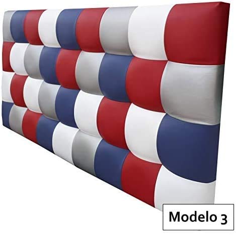 ONEK-DECCO Cabecero de Cama tapizado en Polipiel de Dormitorio Mod. Kansas Patchwork,Acolchado de Espuma Varias Medidas, Cama de niño, Juvenil y Matrimonio (120X70, Modelo 1)