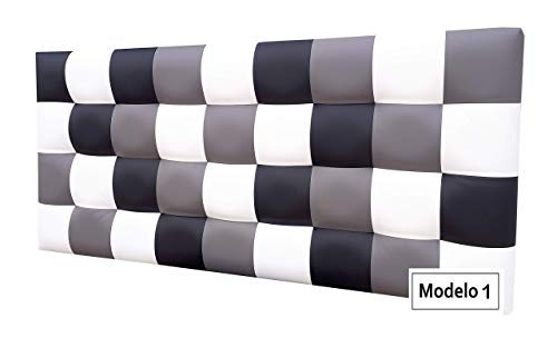 ONEK-DECCO Cabecero de Cama tapizado en Polipiel de Dormitorio Mod. Kansas Patchwork,Acolchado de Espuma Varias Medidas, Cama de niño, Juvenil y Matrimonio (120X70, Modelo 1)