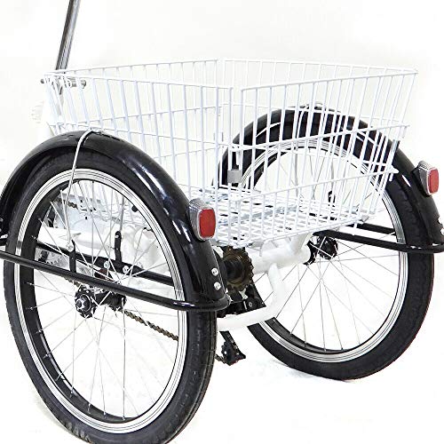 OUKANING Triciclo de Ruedas de 20 Pulgadas para Adultos Bicicleta para Adultos Triciclo para Adultos Cesta Blanca