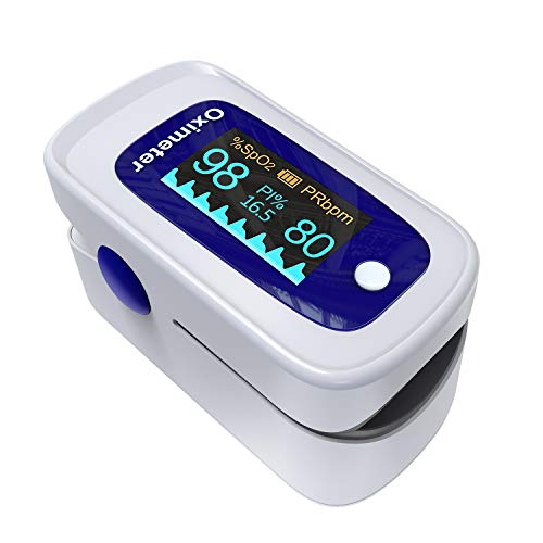 Oximetro dedo, Pulsioximetro Portátil Ligero, medidor de oxigeno en sangre para Pulso, medidor saturacion oxigeno con Pantalla OLED Omnidireccional, oxímetro con Alarma, Incluye Cordón y 2 Pilas AAA