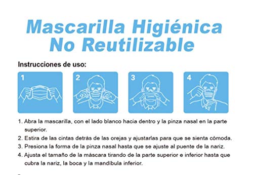 PAIDE P Mascarillas Higiénicas Desechables Adultos de Un Solo Uso, 3 capas 50 unidades. Ajustable por la parte de la nariz. (Rosa)