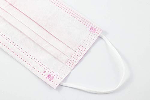 PAIDE P Mascarillas Higiénicas Desechables Adultos de Un Solo Uso, 3 capas 50 unidades. Ajustable por la parte de la nariz. (Rosa)