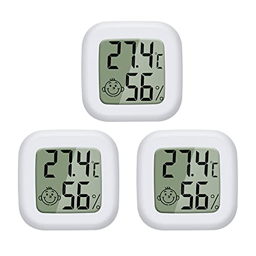 PAIRIER 3 Piezas Mini Termómetro Higrómetro Digital Monitor del Indicador medidor de Humedad para el Hogar Oficina Sala de bebés Guardarropa