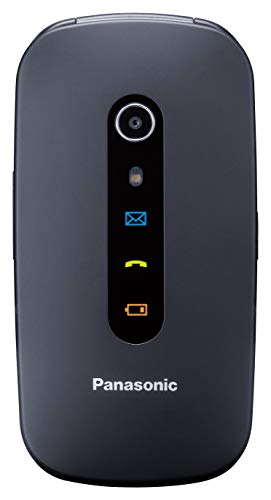 Panasonic KX-TU466EXBE - Teléfono Móvil para Mayores (Pantalla Color 2.4", Botón SOS, Base Carga, Compatibilidad Audífonos, Resistente Golpes, Batería Larga Duración, Bluetooth, GPS, Cámara) Negro