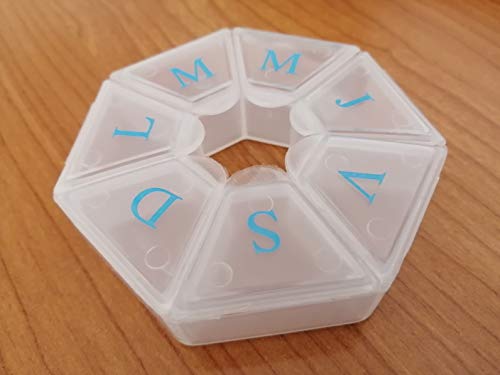 Pastillero Semanal 1 Toma Redondo Viaje Español Estuche Compartimentos Grande Organizados Medicamentos Casa
