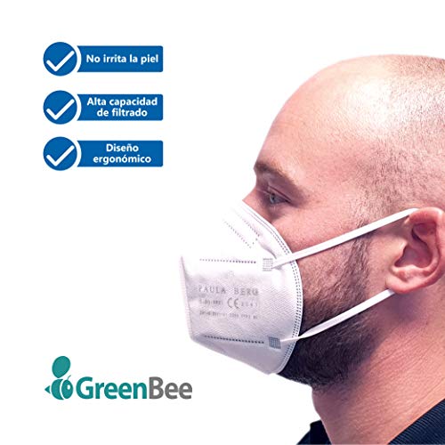 PAULA BERG Mascarillas FFP3 Homologadas - Mascarillas Higienicas Filtrantes de Partículas - Mascarilla Blanco de 5 Capas sin Válvula Contra el Polvo y Partículas de Calidad BFE≥98 - 25 Unidades