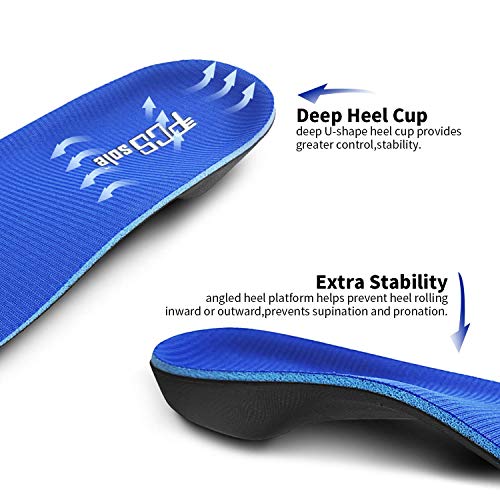PCSsole Plantillas ortopédicas de soporte de arco alto para pies planos, fascitis plantar, sobrepronación, supinación, inserto de calzado semi personalizado para hombres y mujeres Hijo EU40-41