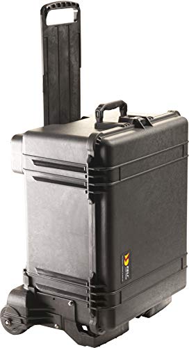 PELI 1620M Maleta estanca con asa retráctil y Ruedas Todo Terreno, IP57 Resistente al Agua y al Polvo, 72L de Capacidad, Fabricada en EE.UU, sin Espuma, Color Negro