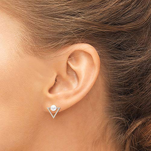 Pendiente de perlas de 4 quilates con triángulo abierto, minimalista con certificado SGL, alta definición de color, para boda, regalo de San Valentín 14K Oro amarillo, Par