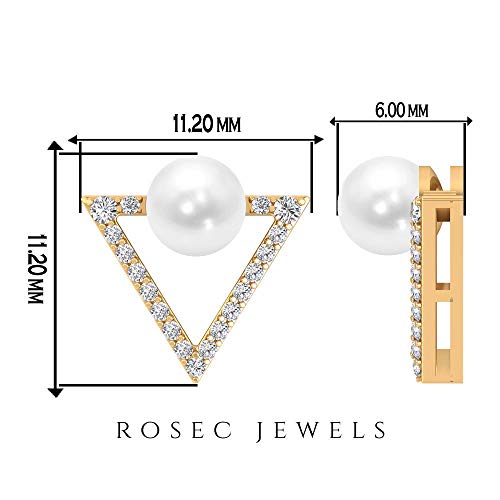 Pendiente de perlas de 4 quilates con triángulo abierto, minimalista con certificado SGL, alta definición de color, para boda, regalo de San Valentín 14K Oro amarillo, Par