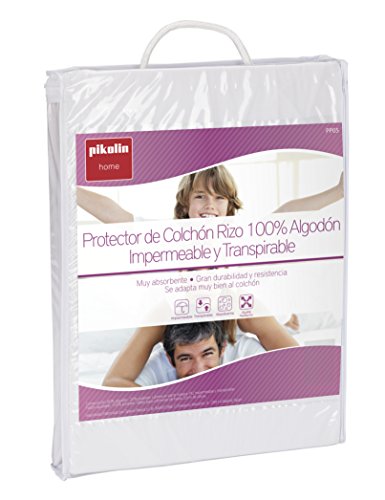 Pikolin Home - Protector de colchón de cuna de rizo impermeable, transpirable y muy absorbente con faldón ajustable