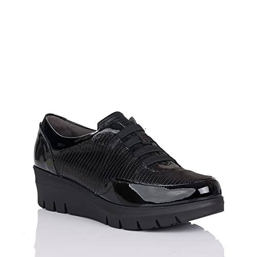 PITILLOS 1113 Zapato Elasticos CUÑA Mujer Negro 37