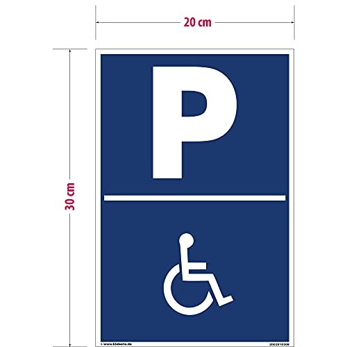 Placa para aparcamiento Kleberio 30/45/60 cm, para plaza de minusválidos, de compuesto de aluminio estable