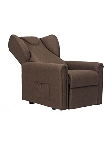 POLTRONE ITALIA - Sillón reclinable elevable eléctrico relax para personas mayores movimiento espalda pies independientes montado 19% deducible - Sillón Barbara 2 motores marrones tamaño mediano