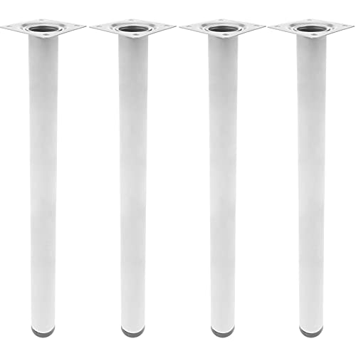 PrimeMatik - Pies Redondos para Mesa y Mueble. Patas en Acero Gris de 75cm 4-Pack