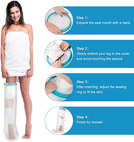 Protector de yeso protección Impermeable adulto para baño de ducha, protector de escayola para mantener el vendaje, bolsa de fundición hermética para herida,tamaño de pierna completa