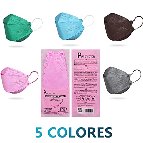 PROTECTOR P Mascarillas FFP2 NR Certificación CE 2163 Uso No Médico 3, 5, 10, 20, 50 o 100 pcs, filtración ≥ 95%, comoda ligera, Filtro Multicapa, Uso Personal, Mascarillas Facial Protección