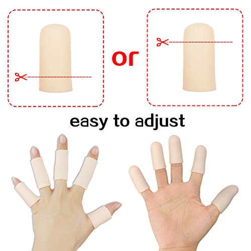Protectores de dedos de gel, Protector dedos mano, Protector para dedos, Nuevo Material, Mangas de dedo, Ideal para gatillo de dedo, Agrietamiento de dedos, Artritis de dedos y más (14 Piezas, Piel)