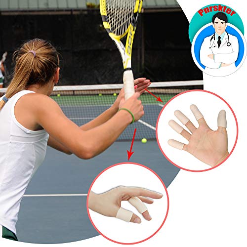 Protectores de dedos de gel, Protector dedos mano, Protector para dedos, Nuevo Material, Mangas de dedo, Ideal para gatillo de dedo, Agrietamiento de dedos, Artritis de dedos y más (14 Piezas, Piel)