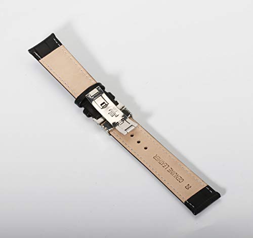 Pulseras Hombre 24 mm de reemplazo de Cuero Hebilla de despliegue Correas de Reloj para los Hombres Grano Cocodrilo
