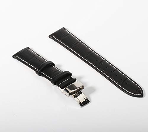 Pulseras Hombre 24 mm de reemplazo de Cuero Hebilla de despliegue Correas de Reloj para los Hombres Grano Cocodrilo