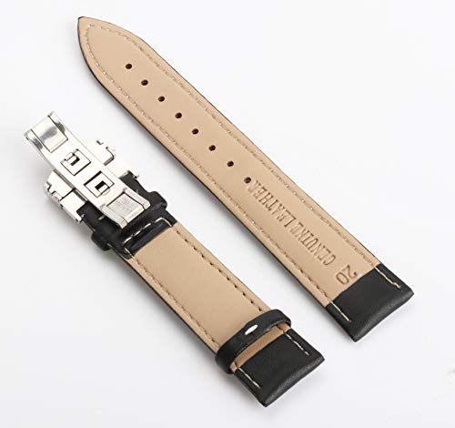Pulseras Hombre Banda de Cuero Correa de Reloj de 22 mm de reemplazo Cierre desplegable