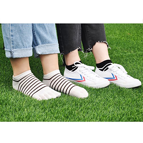 PUTUO Calcetines de Dedos Mujer Calcetines Cinco Dedos de Deporte, Mujer Calcetines del Dedo del Pie, Calcetines de Algodón, suave y transpirable, 4 pares