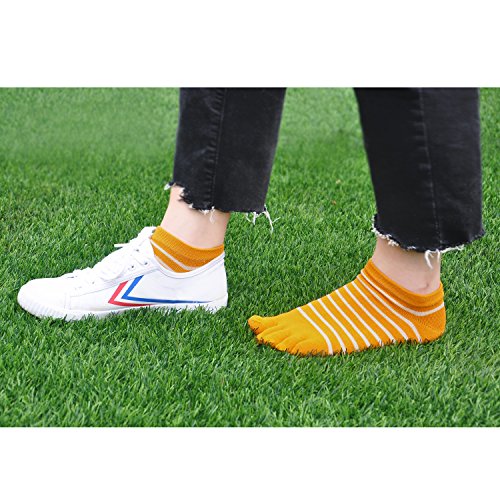 PUTUO Calcetines de Dedos Mujer Calcetines Cinco Dedos de Deporte, Mujer Calcetines del Dedo del Pie, Calcetines de Algodón, suave y transpirable, 4 pares