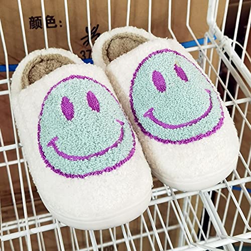 QAZW Zapatillas De Cara Sonriente, Suaves y Cálidas, Diapositivas Antideslizantes para El Hogar, Bonitos y Suaves, Zapatos De Casa De Felpa para Mujeres y Hombres,D-36 EU