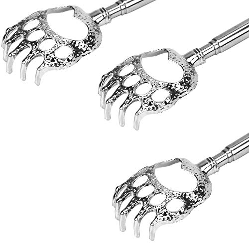 Rascador de espalda, back scratcher, pinza de oso telescópica masajeador de cuero cabelludo con asas de goma suave, telescopio extensible, rascador de espalda, elimina picazón de espalda(negro)