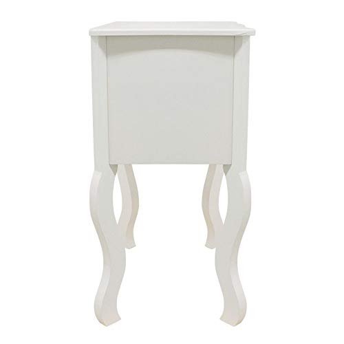 Regalos Miguel - Mesas Auxiliares - Mesita Noche Cabriole 2 Cajones - Blanco - Envío Desde España