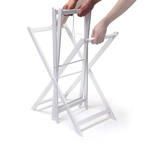 Relaxdays 10019176 Mesa Auxiliar Plegable, bambú, Blanco y Natural, 60x40x72 cm