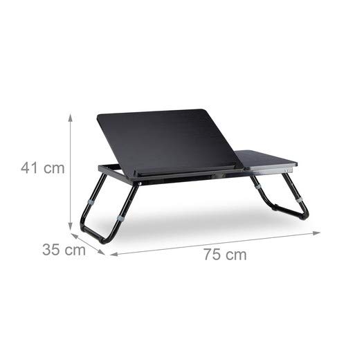 Relaxdays Mesa Ordenador portátil Negra, DM, Metal, 40 x 75 x 35 cm