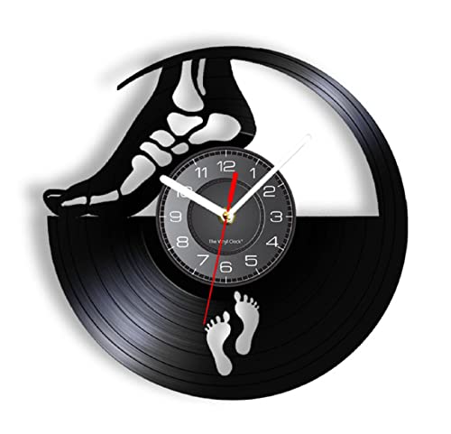 Reloj de Pared con Registro de Vinilo médico de pie anatómico, Obra de Arte de la clínica, podólogo, Reloj de Pared Vintage, Reloj de Pared, Regalo ortopedista 12"/30cm