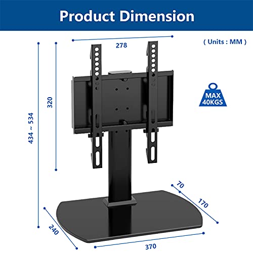 RFIVER Soporte Pie TV de Mesa Peanas para TV de 20 a 43 Pulgadas con Giratorio y Altura Ajustable MAX vesa 200 x 300 mm UT2003