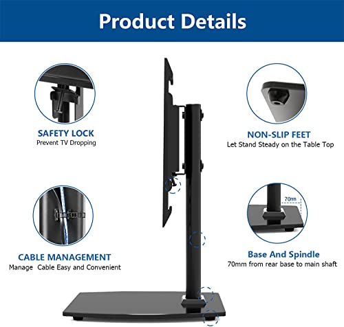 RFIVER Soporte Pie TV de Mesa Peanas para TV de 20 a 43 Pulgadas con Giratorio y Altura Ajustable MAX vesa 200 x 300 mm UT2003
