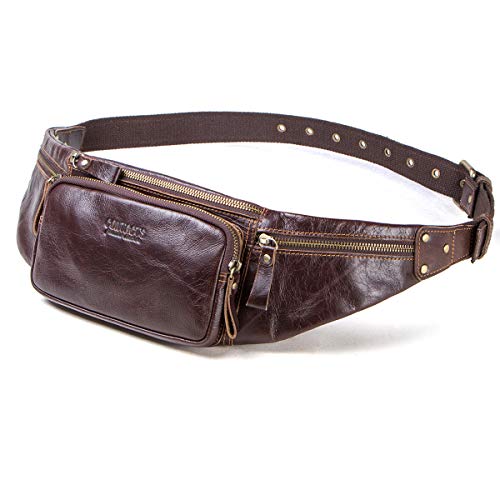 Riñonera deportiva de cuero, bolsa de pecho para teléfono móvil de ocio de cuero, bolso pequeño de cuero de viaje multifuncional con ranura para tarjeta