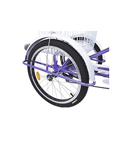 Riscko Triciclo para Adultos con 2 Cestas, 6 Velocidades, Asiento Y Manillar Ajustable Mod. Bep-14 Blanco Sin Montaje