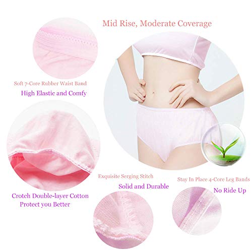 Ropa Interior de algodón desechable 100% Puro Bragas de Viaje Corte Alto Granny Briefs Blanco/Multicolor (10 Piezas) (Multicolor, Pequeño - Cintura 61-74cm, Caderas 74-98cm)